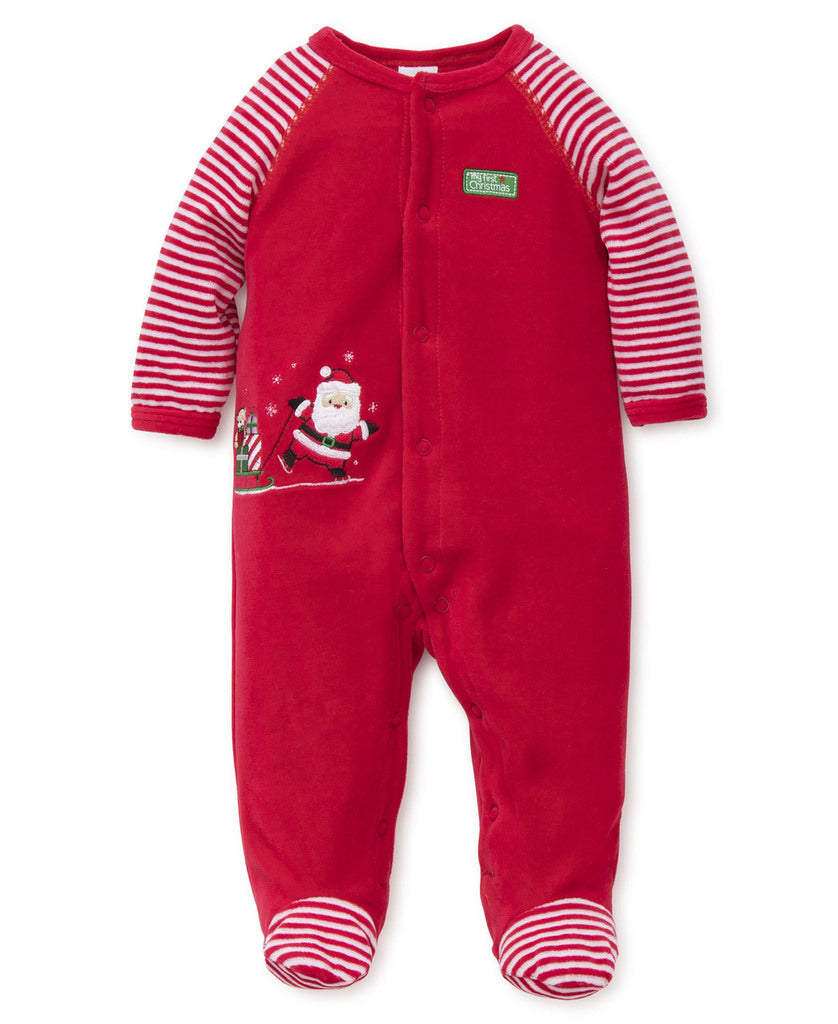 Little Me My First Christmas Santa Velour Footie