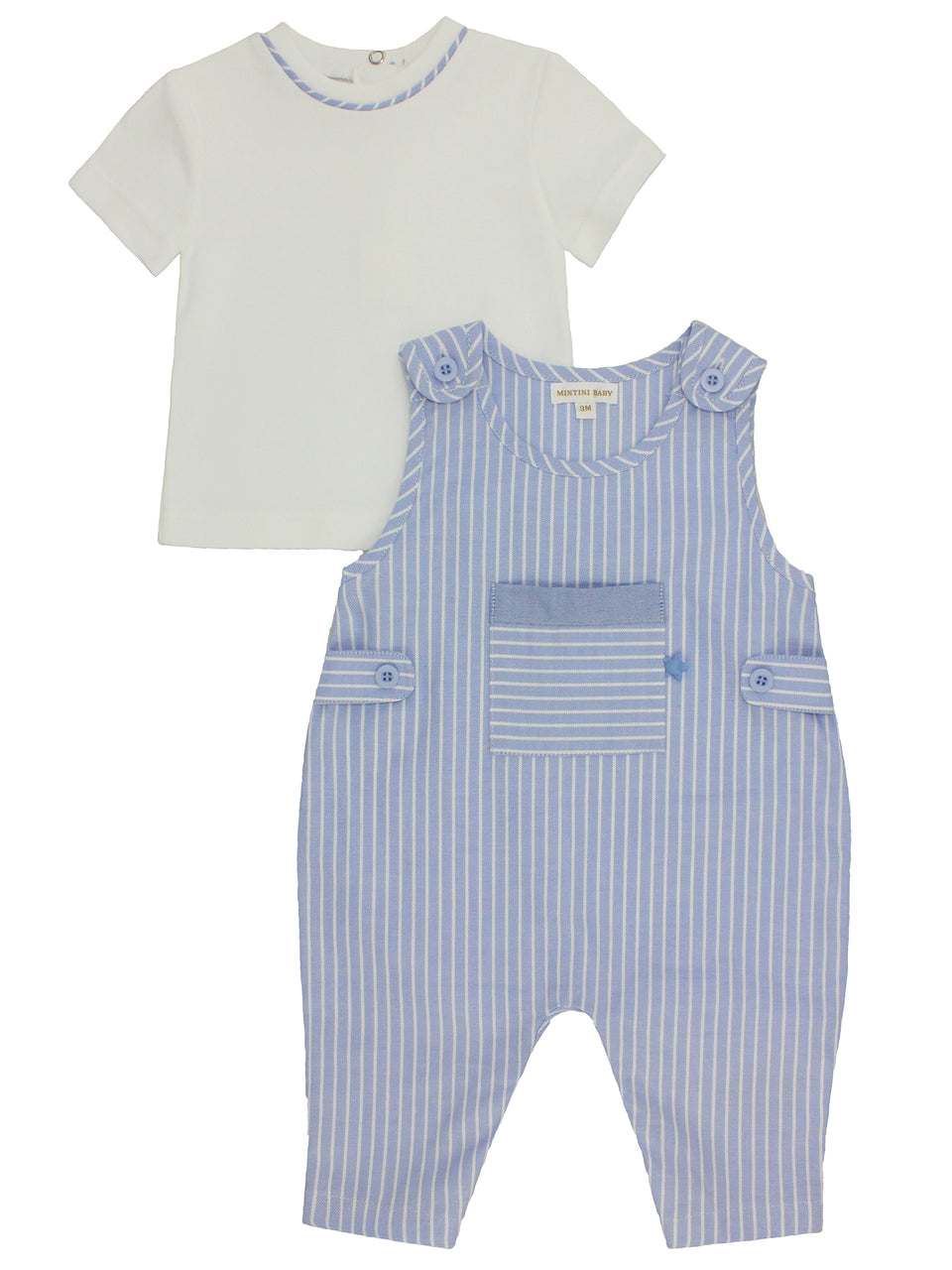 Load image into Gallery viewer, Star and Stripe 2 Piece Dungarees and T Set
