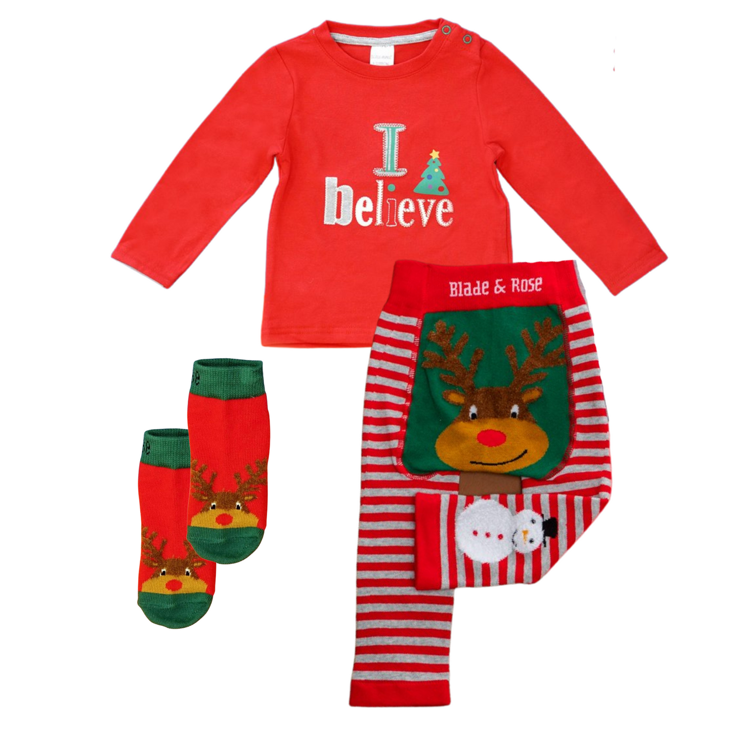 Blade & Rose 3 Piece Red Red  Reindeer Outfit