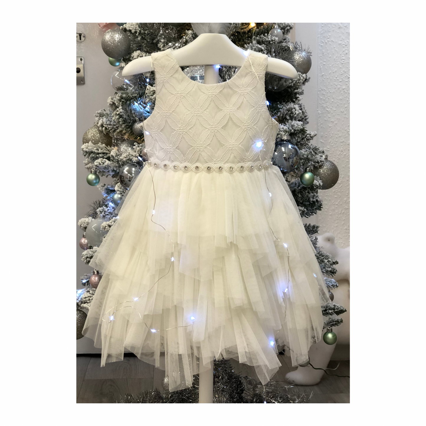 Lesy - Ivory & Gold Tulle Dress