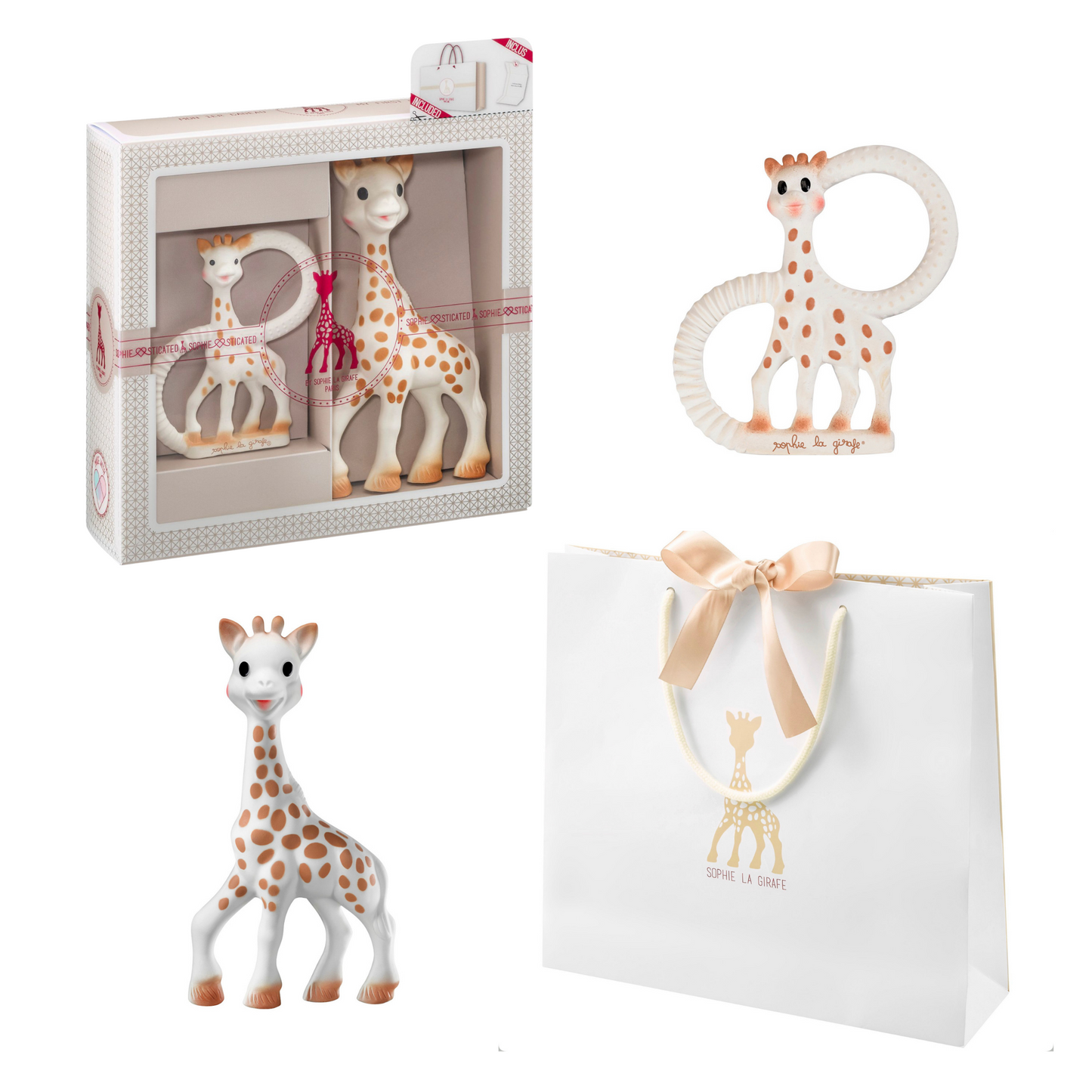 Sophie La Giraffe Sophisticated Teether Set with Gift Bag & Card