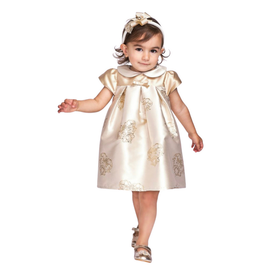 Lesy Pale Gold Jacquard Dress