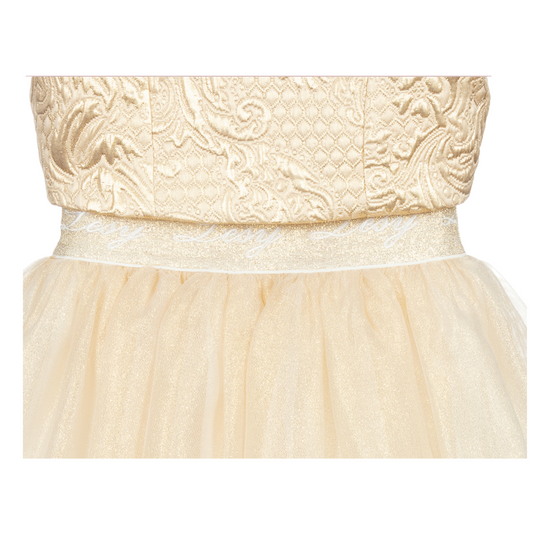 Lesy Sparkly Tulle Diamanté, Pearl and Gold Brocade Skirt Set