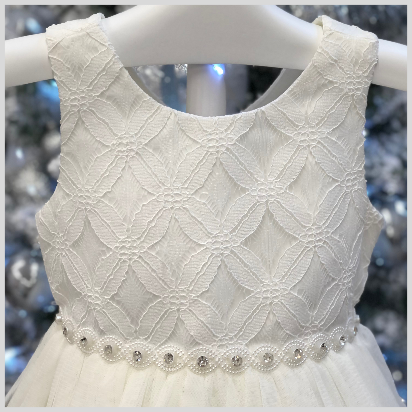 Jewelled Ivory Tulle Tiered Cinderella Party Dress