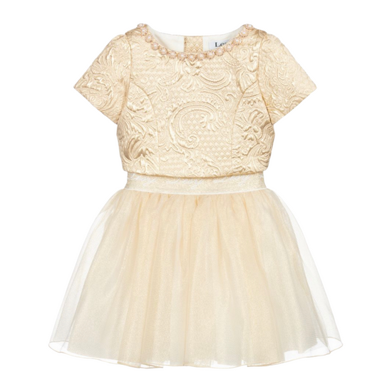 Lesy Sparkly Tulle Diamanté, Pearl and Gold Brocade Skirt Set