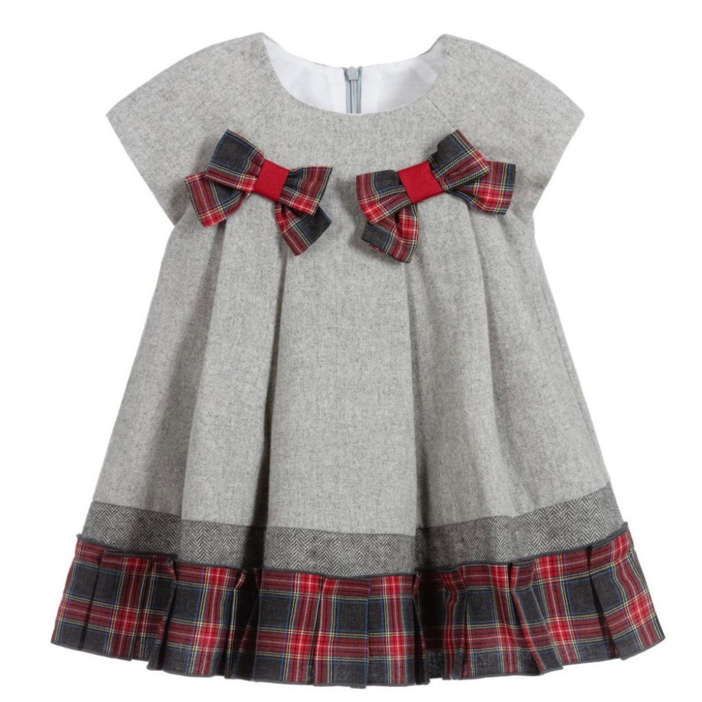 Balloon Chic Grey & Red Tartan Wool Dress