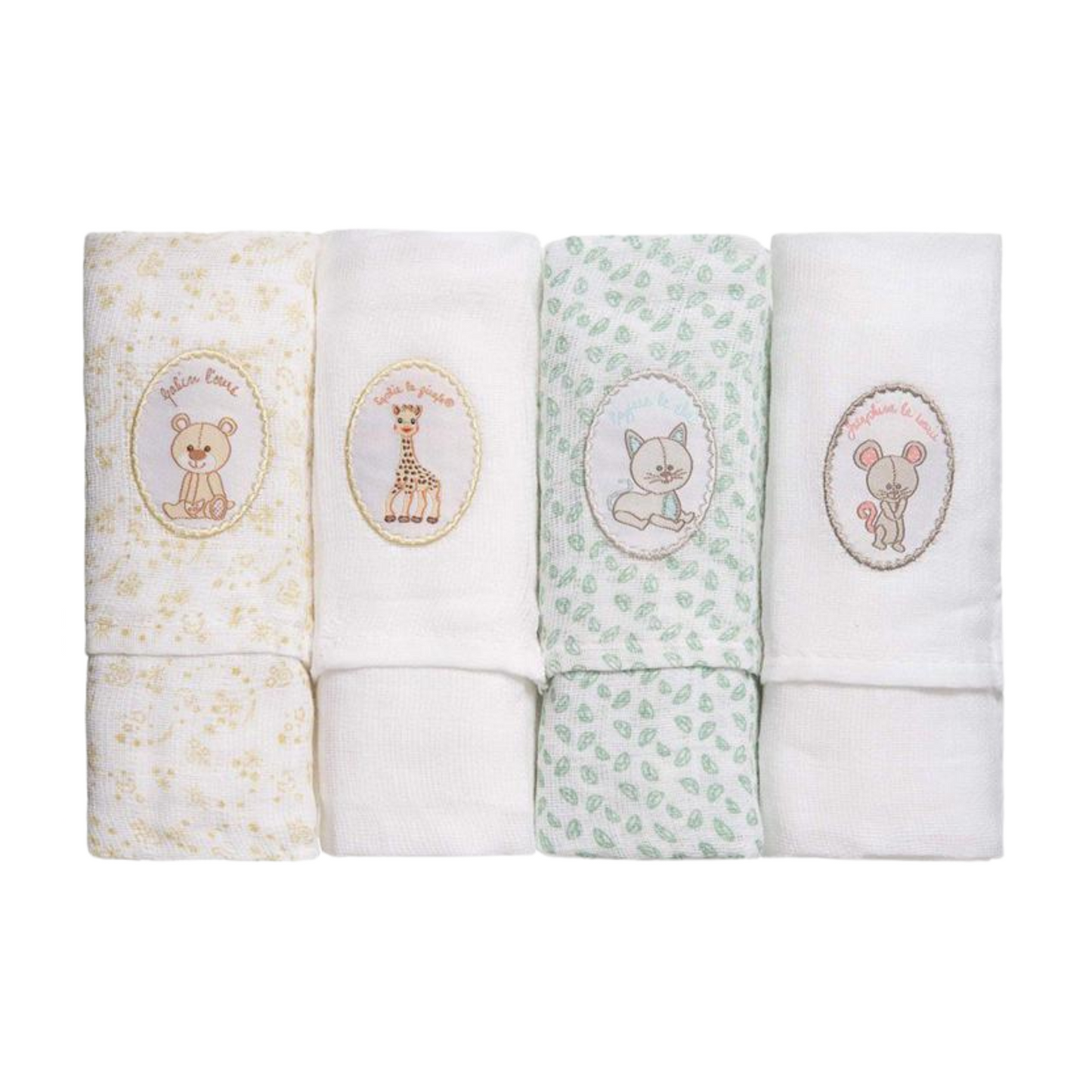 Load image into Gallery viewer, Sophie the Giraffe Set of 4 Muslin Blankets

