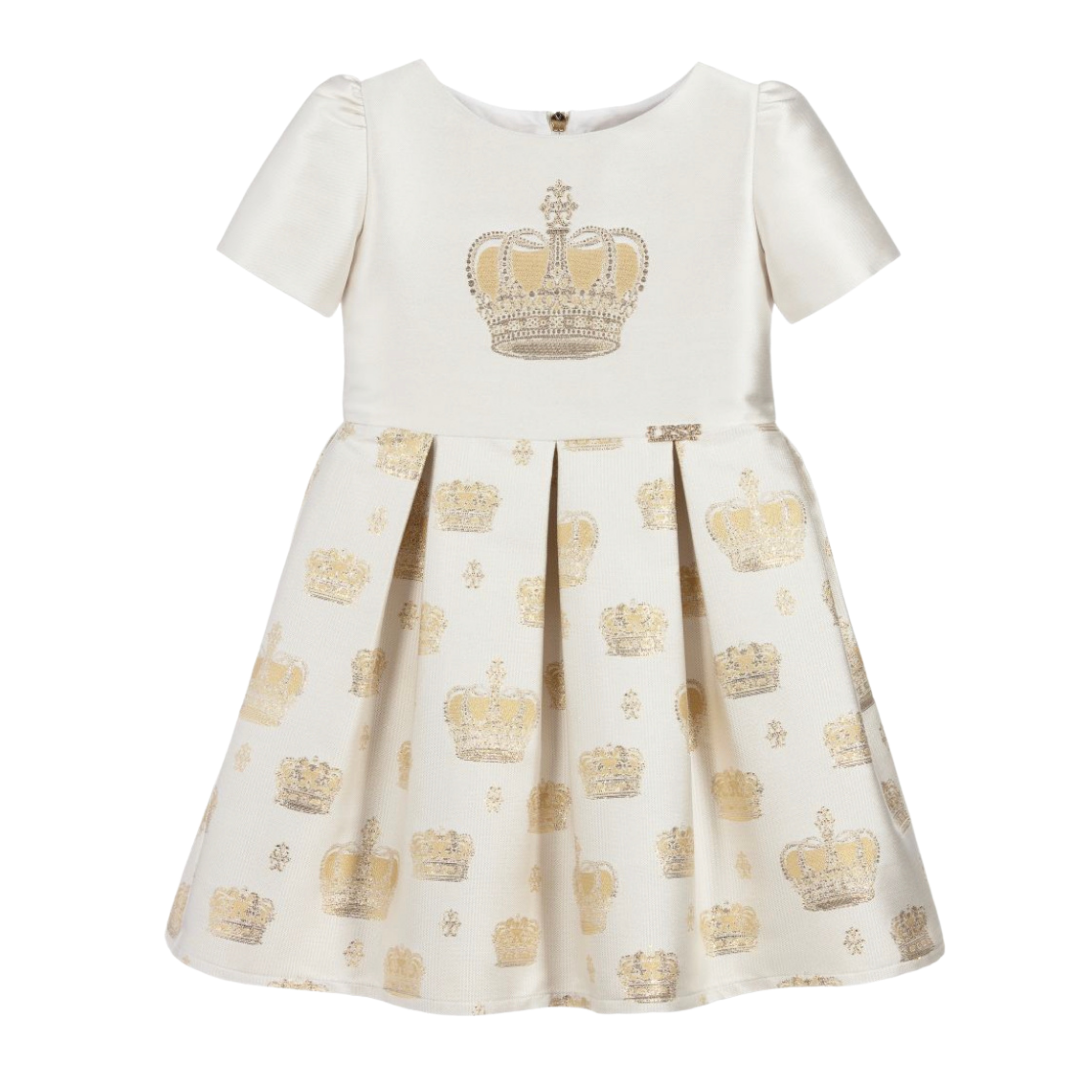 Lesy Ivory and Gold Crown Dress