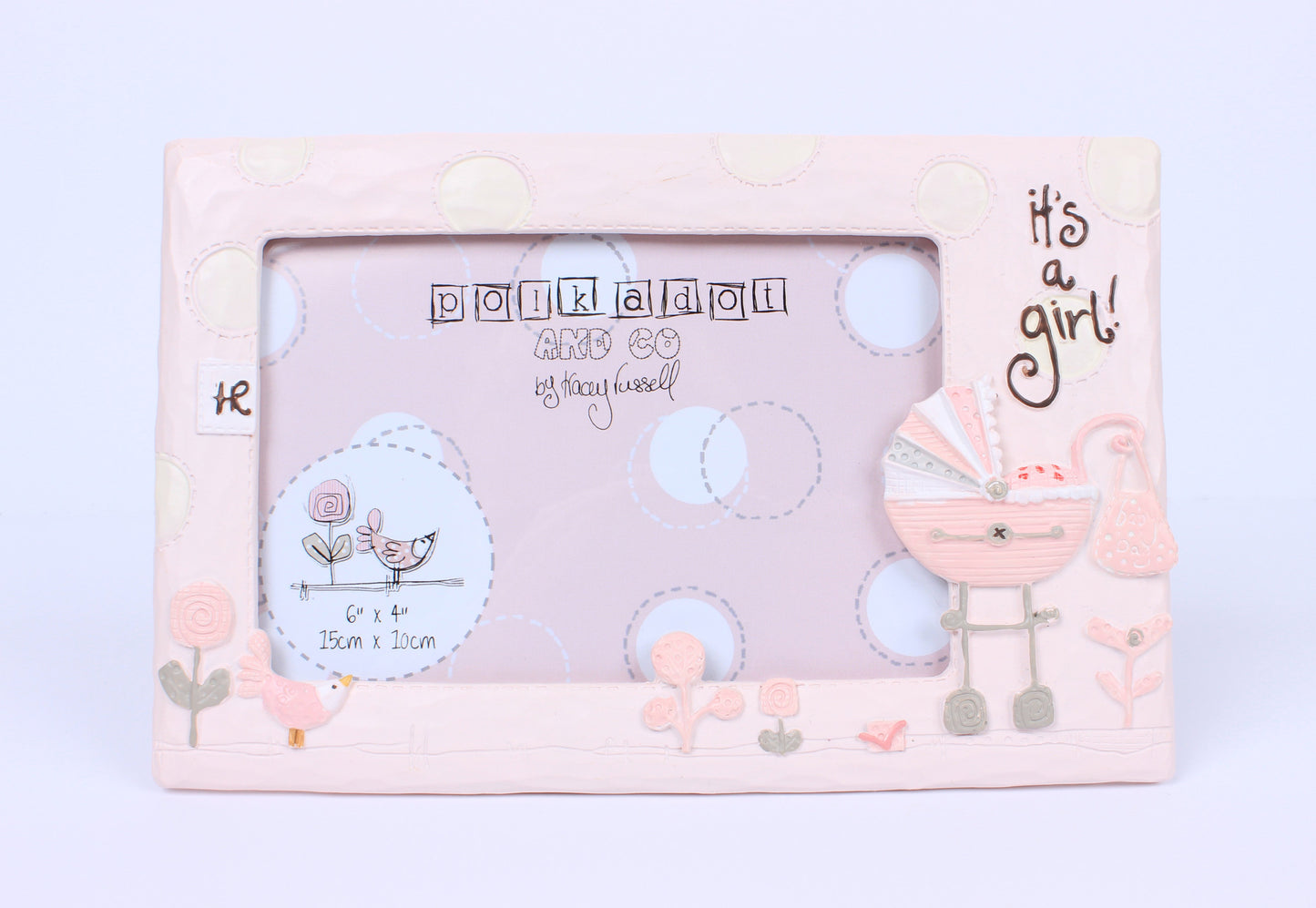 Load image into Gallery viewer, It&amp;#39;s a Girl  Polka dot Photo Frame  7x5 inch
